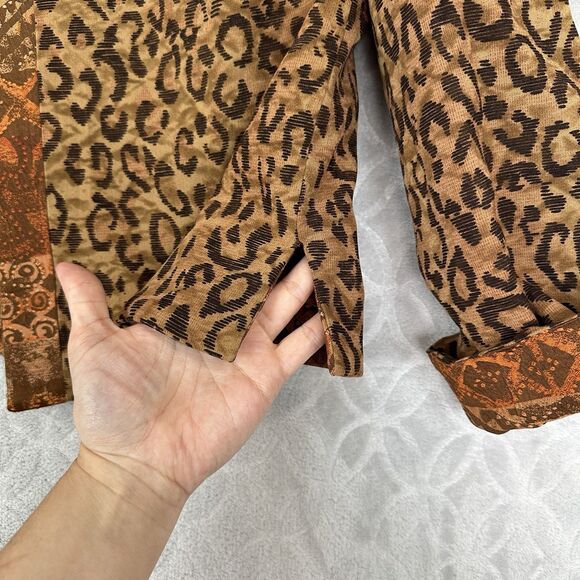 Reversible Open Front Jacket Women Medium Leopard Southwest Tapestry Artsy Indie - Picture 5 of 12